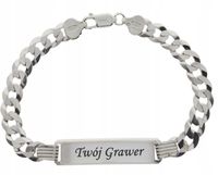 SREBRNA PEŁNA BRANSOLETKA MĘSKA PANCERKA Z BLASZKĄ PR. 925 + GRAWER GRATIS