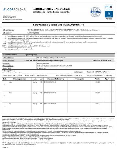 OstroVit Creatine Monohydrate 500 g KREATYNA MONOHYDRAT na Arena.pl