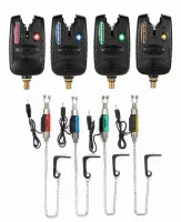 ZESTAW 4x SYGNALIZATOR WODOODPORNY WĘDKARSKI 8 LED + 4x HANGER ELEKTRYCZNY