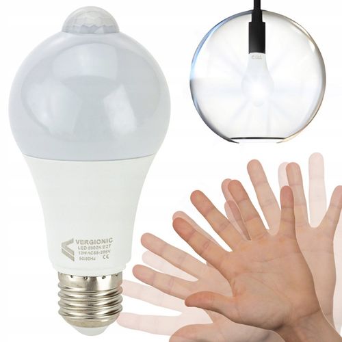 ŻARÓWKA LED E27 Z Czujnikiem ruchu zmierzchu 12W Neutralna 230V MOCNA na Arena.pl
