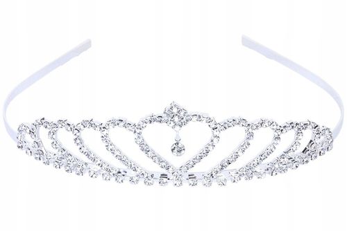 Diadem Korona Tiara Ozdoba doWłosów Ślubna SREBRNA  N19 na Arena.pl