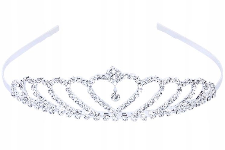 Diadem Korona Tiara Ozdoba doWłosów Ślubna SREBRNA  N19 zdjęcie 2