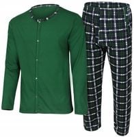 ROZPINANA NA ZATRZASKI BAWEŁNIANA MĘSKA PIŻAMA DŁUGI RĘKAW NAPY