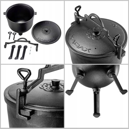 KADAX Kociołek Żeliwny 10L Myśliwski Garnek Na Ognisko Grill Do Pieczonek na Arena.pl