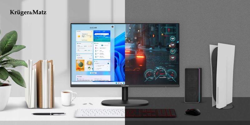 Monitor do komputera E-LED FULL HD IPS 24 cale KrugerMatz HDMI VGA 100Hz zdjęcie 2