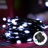Lampki choinkowe LED na baterie 3xAA 50 LED 5m zimne światło do dekoracji