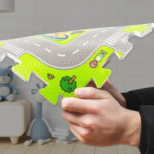 MATA EDUKACYJNA GRUBA 1cm 9szt PUZZLE PIANKOWE DLA DZIECI DROGA MIASTO na Arena.pl