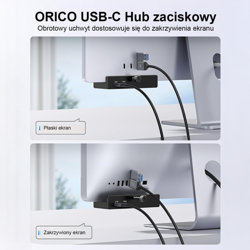 Orico Aktywny hub USB-C 10Gbps, 15W, przykręcany, 2x USB-A, czytnik SD, na Arena.pl