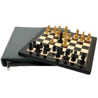 Szachy Magnetyczne Drewniane 20x20 cm Etui Efekt Hebanu Gra Podróżna