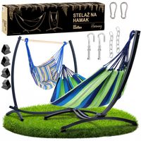 Stelaż na hamak grafitowy 2w1 + hamak + krzesło brazylijskie