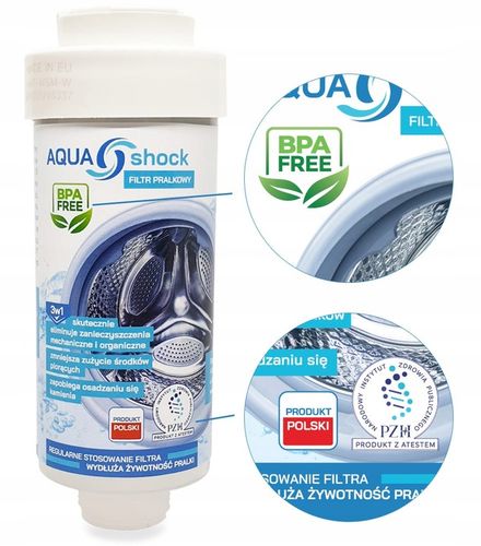 FILTR WODY PRYSZNICOWY BIAŁY + DO PRALKI PRALKOWY NA ROK 3w1 AQUA shock na Arena.pl