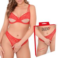 Czerwone Sexy Koronkowe Brazylijskie Figi Otwarte Daring Lauren S/M