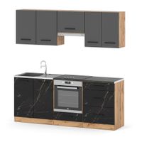 Meble Kuchhenne Małe Modułowe Z Blatem 2.0m Wotan Szary Mat San Sebastian