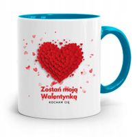 Kubek Błękitny Na Walentynki Zostań Moją Prezent Z Nadrukiem Ze Zdjęciem