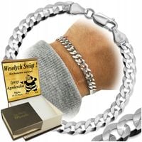 Srebrna Bransoleta Męska Pancerka 6,5mm/19cm Diamentowana 925 Grawer GRATIS