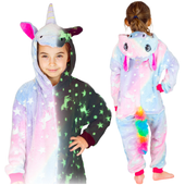 Piżama dzieci onesie kigurumi ŚWIECI w ciemności jednorożec prezent 146-152