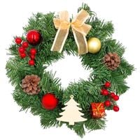 WIENIEC ŚWIĄTECZNY Z CZERWONYMI ZŁOTYMI OZDOBAMI STROIK 30cm GIRLANDA