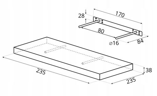 Półka ścienna samowisząca 23cm zaokrąglona - Taso - Biały na Arena.pl