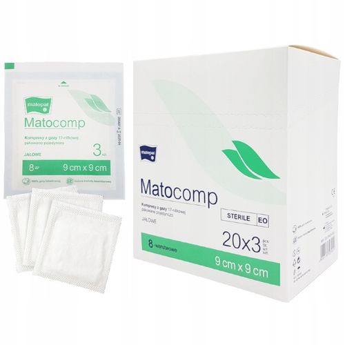 KOMPRESY GAZOWE 9x9cm STERYLNE PAKOWANE POJEDYNCZO JAŁOWE Matocomp 60 szt. na Arena.pl