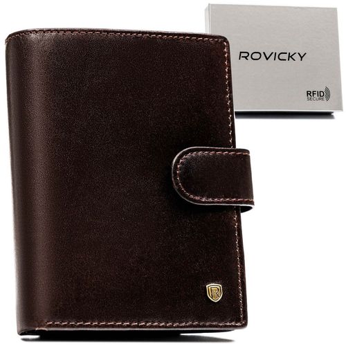 stylowy portfel męski skórzany z rfid na zatrzask - rovicky na Arena.pl