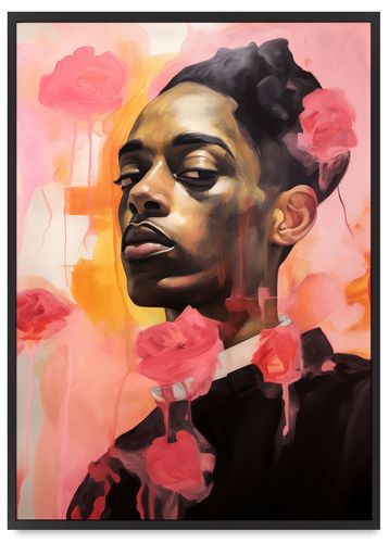 Plakat portret różowe kolory 61x91 cm w czarnej ramie na Arena.pl