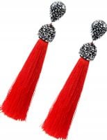 Kolczyki Damskie Długie Frędzle Chwosty Boho Retro  P12_Czerwone