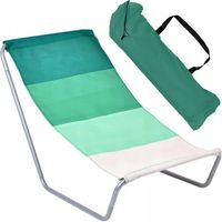 LEŻAK TURYSTYCZNY FOTEL PLAŻOWY SKŁADANY ZIELONY W PASKI