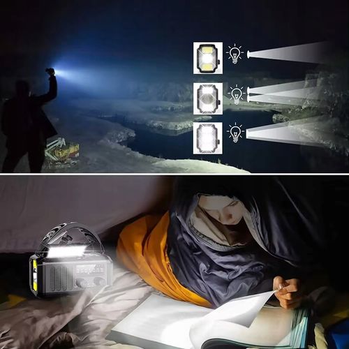 PRZENOŚNE RADIO SOLARNE KORBKA ALARM DYNAMO AWARYJNE LATARKA 10000mAh na Arena.pl