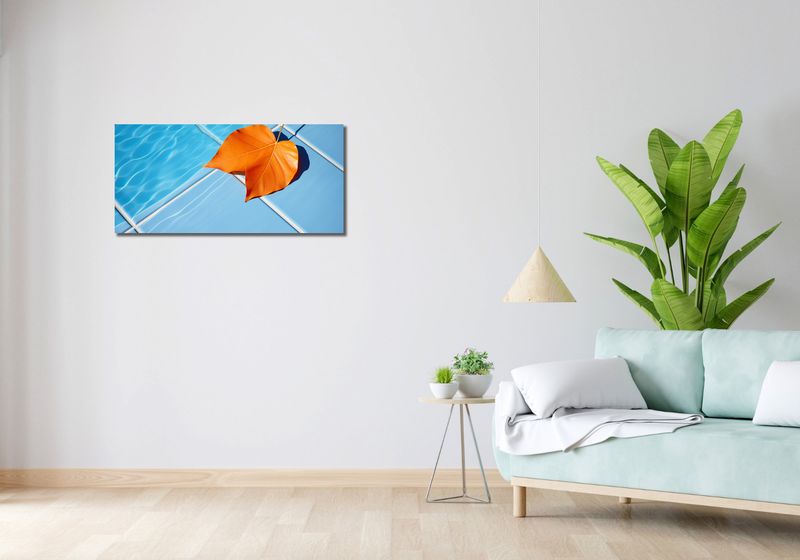 Obraz 90x40cm Liść przy Wodzie zdjęcie 2
