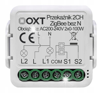 Tuya - dwukanałowy mini przekaźnik bez N - ZigBee - aplikacja Android/iOS