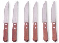 6x nóż stołowy z drewnianą rączką SZTUĆCE do grilla na piknik