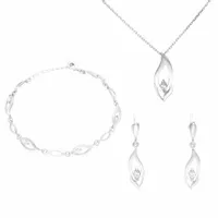 Komplet z białymi cyrkoniami srebro