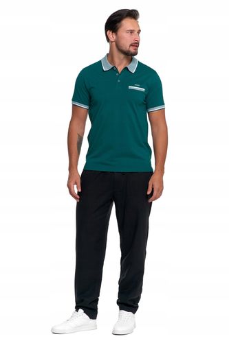 Koszulka Polo Męska Bawełniana Polówka Modna Premium ZIELONY MORAJ - M na Arena.pl