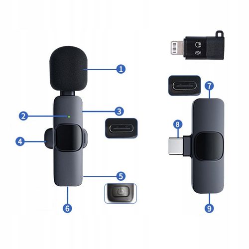2x MIKROFON BEZPRZEWODOWY KRAWATOWY + ODBIORNIK USB-C + ADAPTER DO IPHONE na Arena.pl