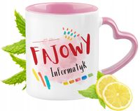 Kubek Dla Informatyka Różowy Z Uszkiem W Kształcie Serca Na Prezent Na Kawę