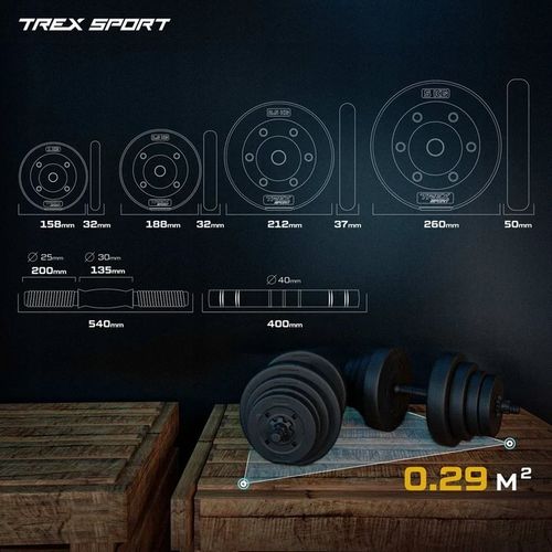 Hantle regulowane bitumiczne sztanga 40kg zestaw hantli 2x20kg Trex Sport na Arena.pl