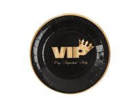 Talerzyki papierowe czarne VIP - Very Important Party, 23 cm 10 szt.