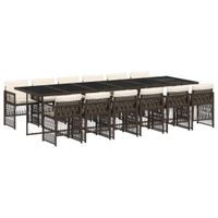 13-cz. zestaw mebli do ogrodu, poduszki, brązowy, rattan PE