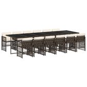 13-cz. zestaw mebli do ogrodu, poduszki, brązowy, rattan PE