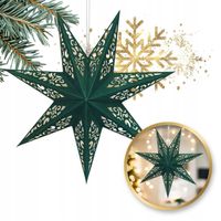 PRZEŚLICZNA ZIELONA AŻUROWA GWIAZDA Z PAPIERU NA BOŻE NARODZENIE - 45 CM