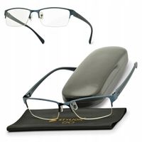 Okulary Żyłkowe PLUSY do CZYTANIA Korekcyjne Stalowe Męskie Damskie Granat