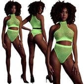Sexy Kabaretkowy 2 cz. Komplet Ouch! 833 Green NEON XS/XL