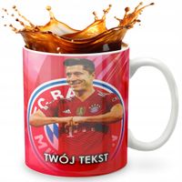 KUBEK 330ml GRAFIKA PREZENT ŚWIĘTA WZÓR - PIŁKA LEWANDOWSKI + IMIĘ