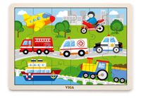 Viga 51462 Puzzle na podkładce 24 elementy - pojazdy w mieście