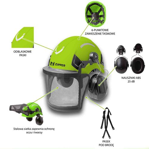 Kask leśny hełm ochronny pilarza drwala arborysty ochronniki słuchu ochrona na Arena.pl