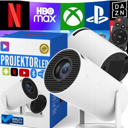 Projektor smart hd 720p 4k rzutnik wifi bluetooth + ekran projekcyjny 100" na Arena.pl