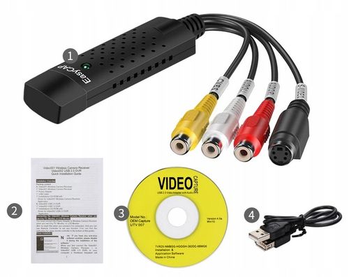 VIDEO GRABBER EASYCAP PRZECHWYT ZGRYWANIE Z kaset VHS NA kamery PC AV USB 3 na Arena.pl