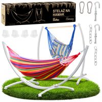 Stelaż na hamak biały 2w1 + hamak + krzesło brazylijskie
