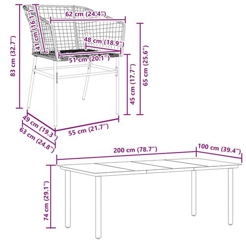 9-częściowy zestaw ogrodowy z czarnego polirattanu i szkła na Arena.pl