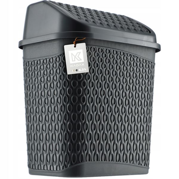 KADAX Kosz Na Śmieci Łazienkowy Szary 6,2L Uchylny Pojemnik zdjęcie 7